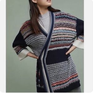 Anthropologie Sleeping On Snow Kimono Fair Isle Wrap Cardigan Sweater M/L